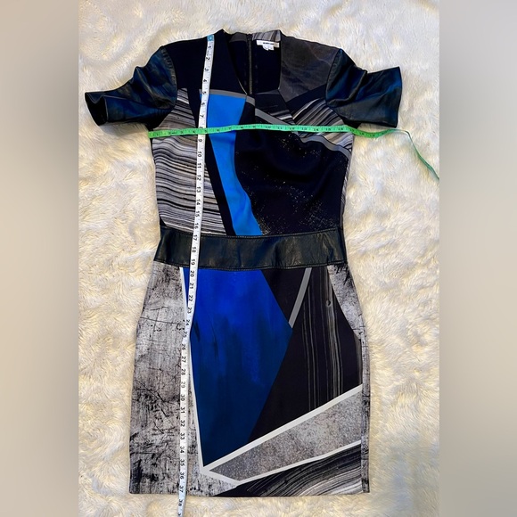 HELMUT LANG Superb Net a Porter Geometric Leather Trim Pencil Dress Size 2 - Picture 12 of 17